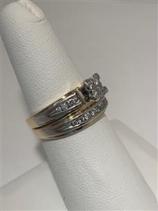 Diamond Wedding Set 19 Diamonds .71 Carat T.W. 14K 2Tone 8g Size:7